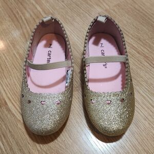 Carter's Glittery Gold Heart Kids Dress Shoes